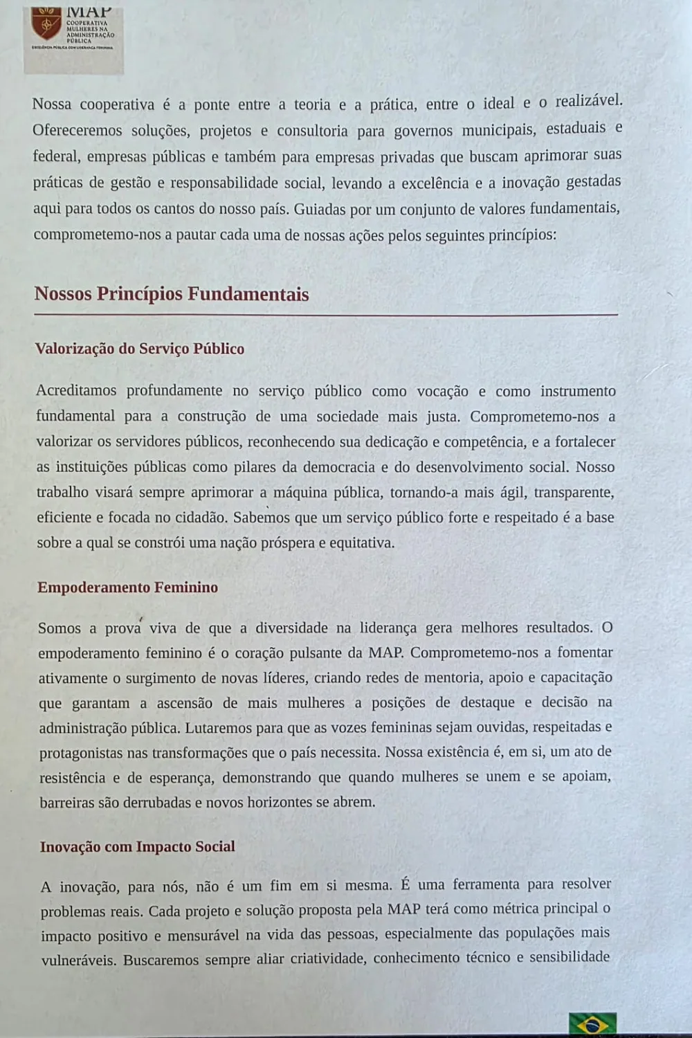 Carta de Harvard, página 2: atuação da associação e primeiros princípios fundamentais